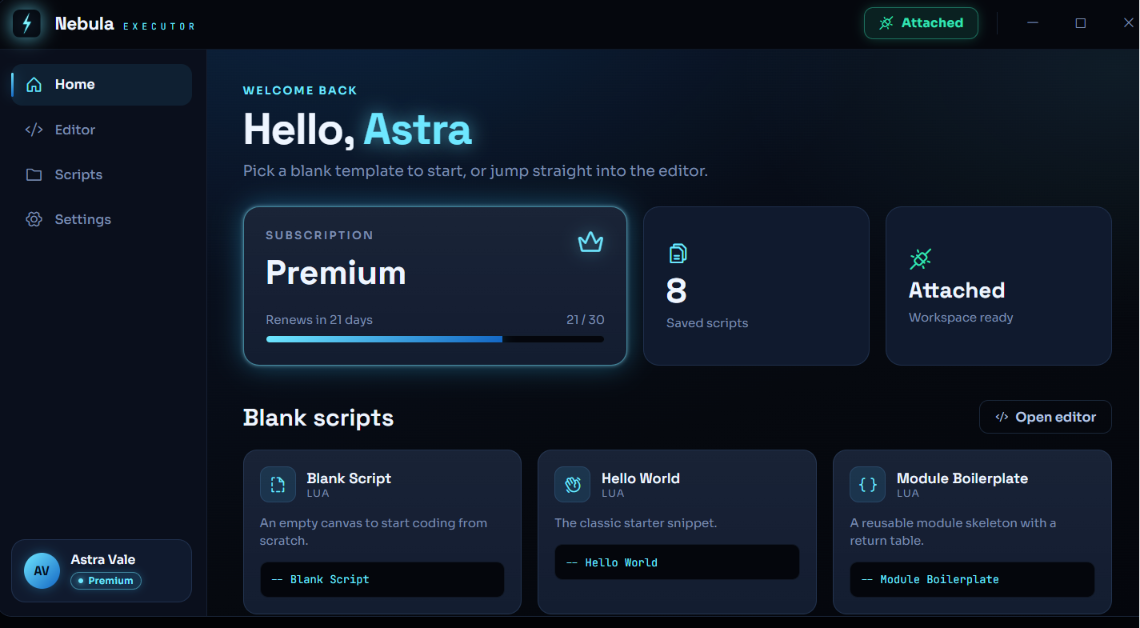 Nebula Executor running on Windows